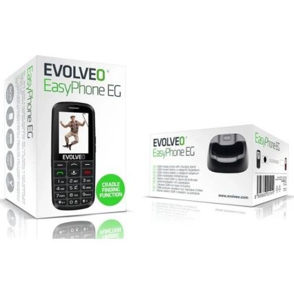 Evolveo - EasyPhone EG 2G matkapuhelin senioreille, musta