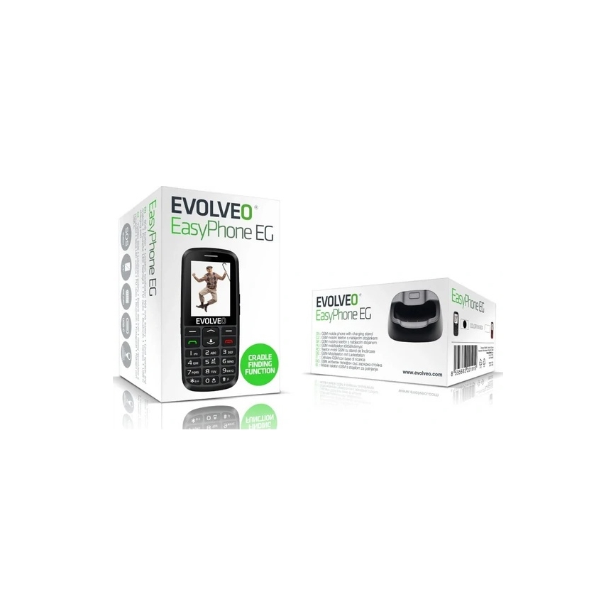 Evolveo - EasyPhone EG 2G matkapuhelin senioreille, musta