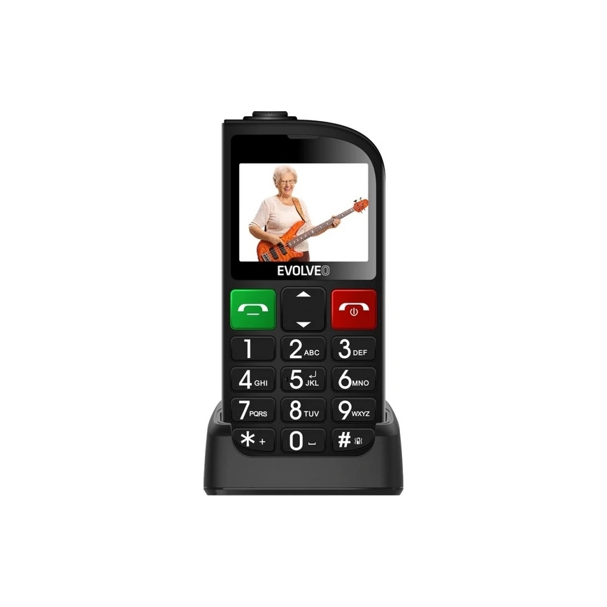 Evolveo - EasyPhone FL, matkapuhelin senioreille, musta