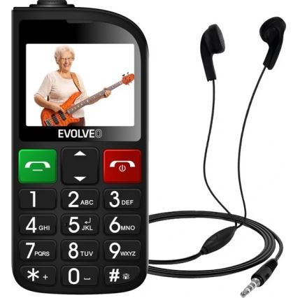 Evolveo - EasyPhone FL, senioripuhelin, musta