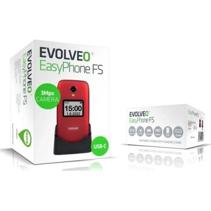Evolveo - EasyPhone FS avattava matkapuhelin senioreille 2.8 punainen