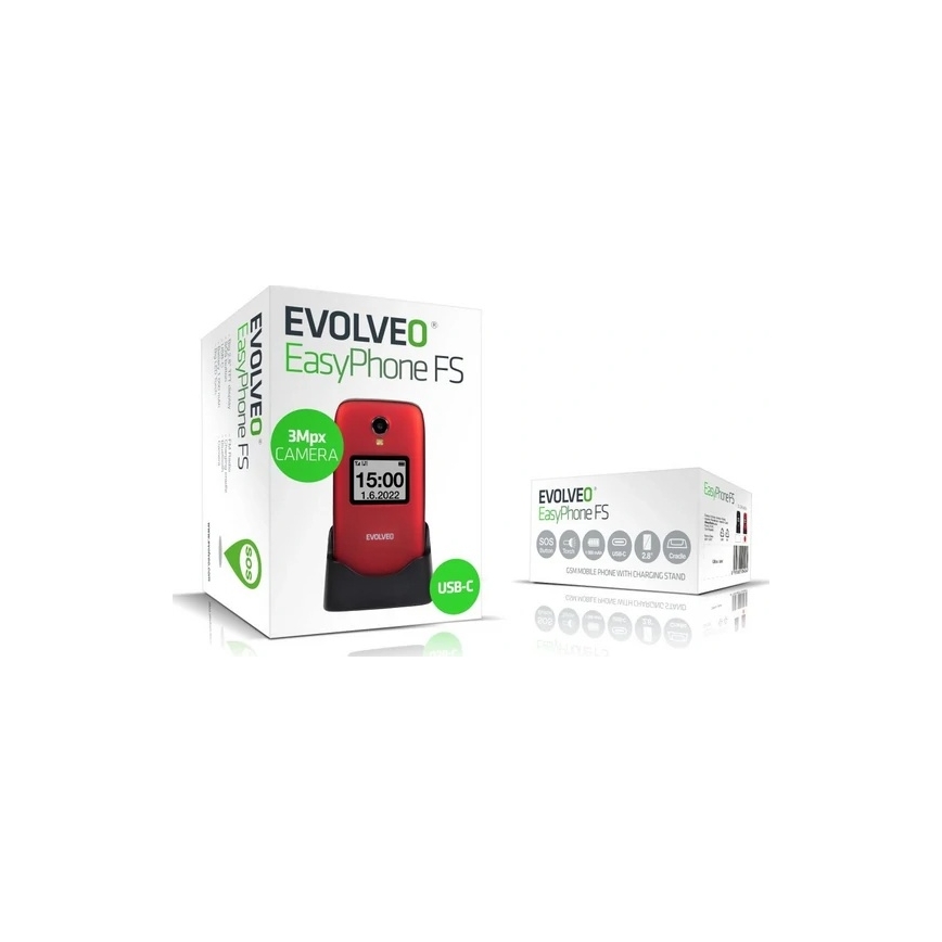 Evolveo - EasyPhone FS avattava matkapuhelin senioreille 2.8 punainen
