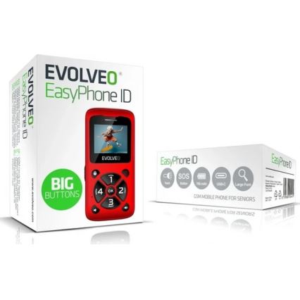 Evolveo - EasyPhone ID matkapuhelin senioreille punainen
