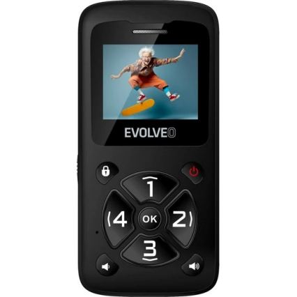 Evolveo - EasyPhone ID mobiilipuhelin senioreille musta