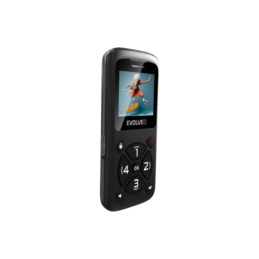 Evolveo - EasyPhone ID mobiilipuhelin senioreille musta