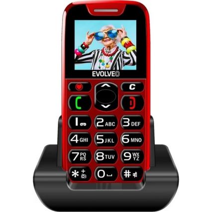 Evolveo - EasyPhone, senioreille tarkoitettu matkapuhelin, punainen