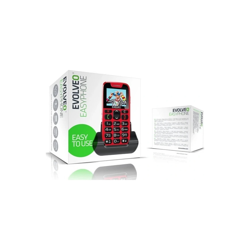 Evolveo - EasyPhone senioripuhelin, punainen