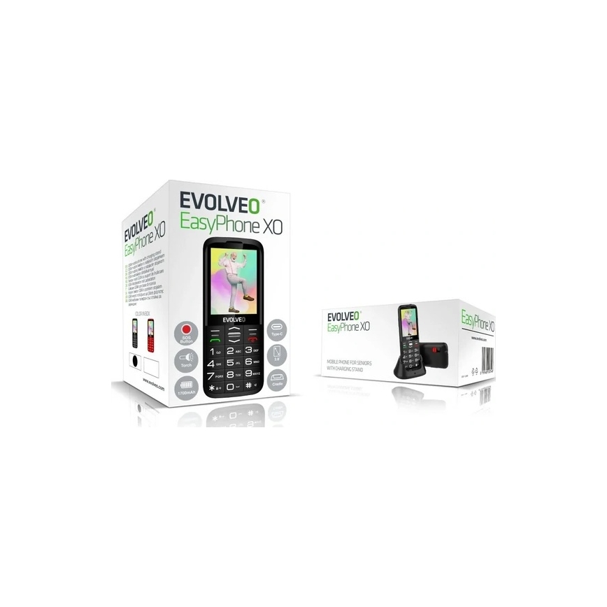 Evolveo - EasyPhone XO, matkapuhelin senioreille, musta