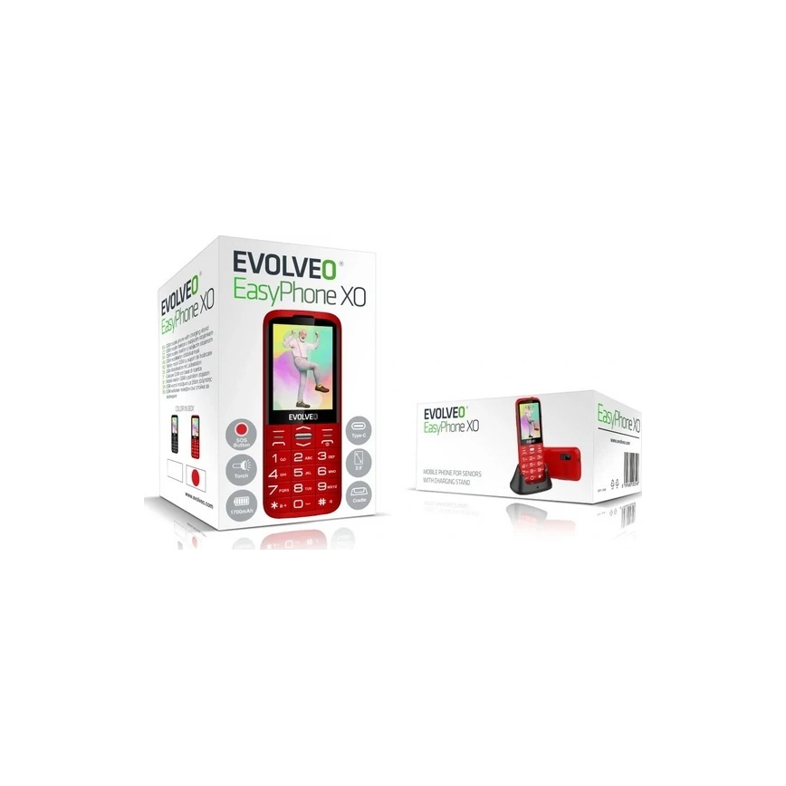 Evolveo - EasyPhone XO senioripuhelin, punainen