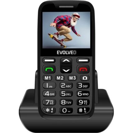 Evolveo - EasyPhone XR 2G, helppokäyttöinen matkapuhelin senioreille, musta
