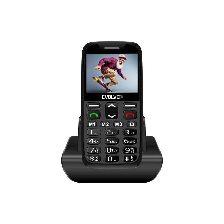 Evolveo - EasyPhone XR 2G, helppokäyttöinen matkapuhelin senioreille, musta