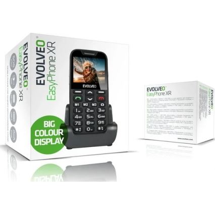 Evolveo - EasyPhone XR 2G, helppokäyttöinen matkapuhelin senioreille, musta