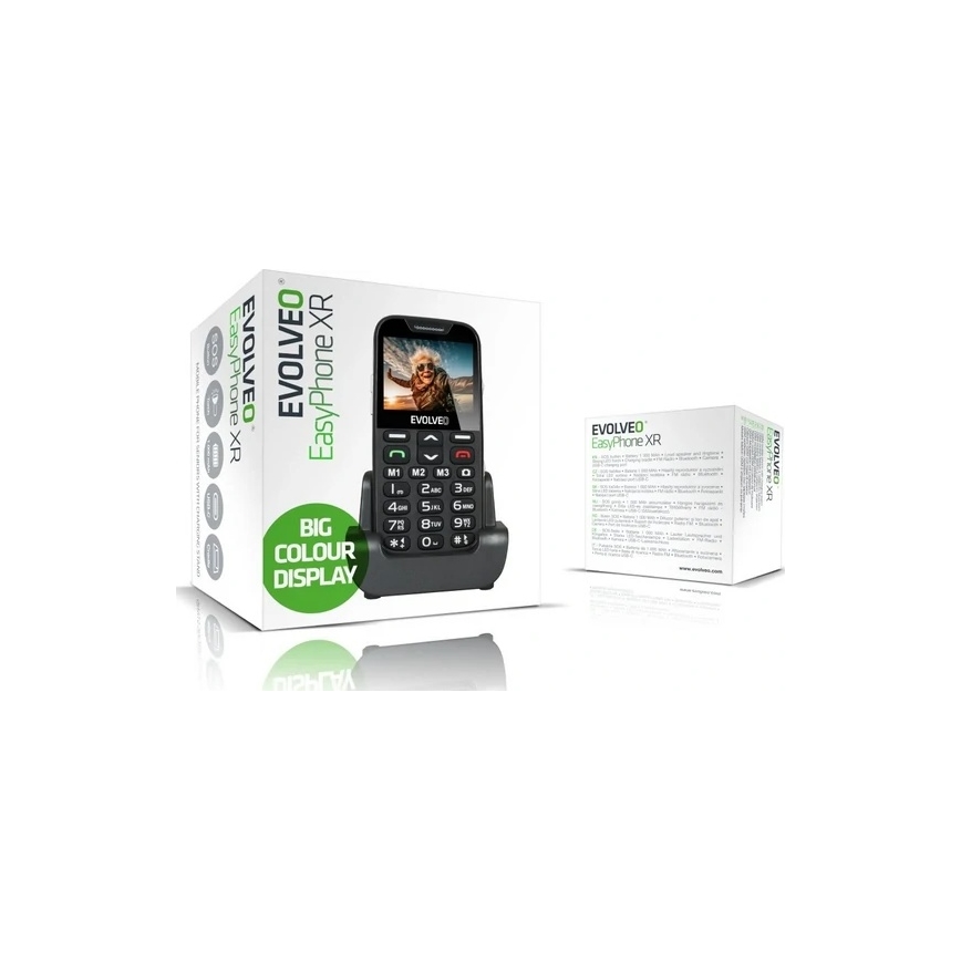 Evolveo - EasyPhone XR 2G, helppokäyttöinen matkapuhelin senioreille, musta