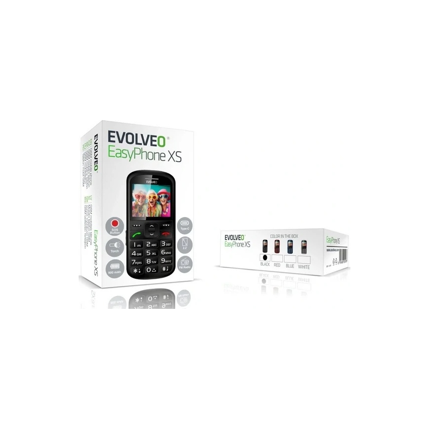 Evolveo - EasyPhone XS, matkapuhelin senioreille, musta