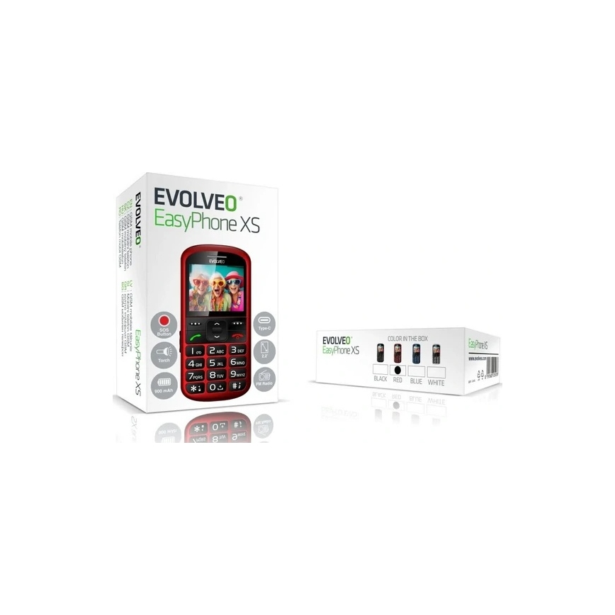 Evolveo - EasyPhone XS, senioripuhelin, punainen