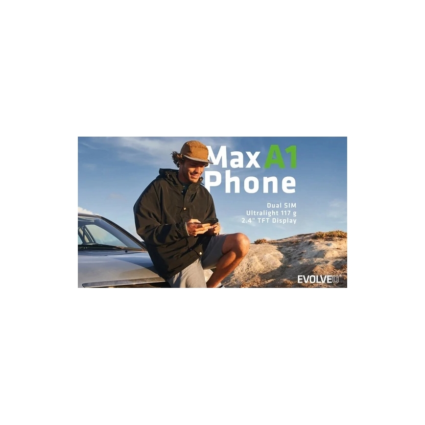 Evolveo - MaxPhone A1, näppäinpuhelin, Dual SIM, musta