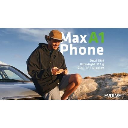 Evolveo - MaxPhone A1 näppäinpuhelin, kaksois-SIM, musta