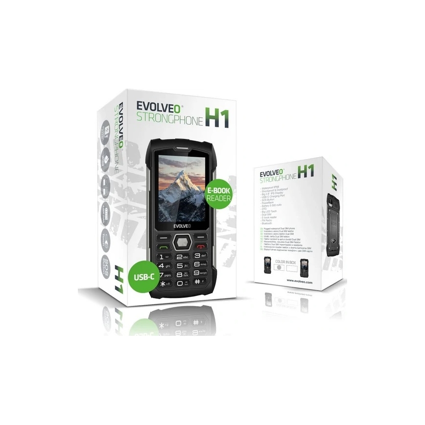 Evolveo - StrongPhone H1 vedenpitävä Dual-SIM-puhelin musta/harmaa