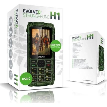 Evolveo - StrongPhone H1 – vesitiivis Dual SIM -puhelin, metsästyskamuflaasi