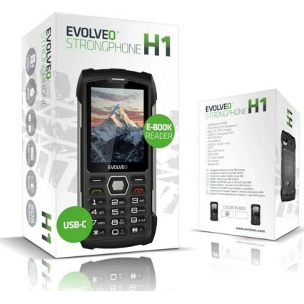 Evolveo - StrongPhone H1, vesitiivis Dual SIM -puhelin musta/harmaa