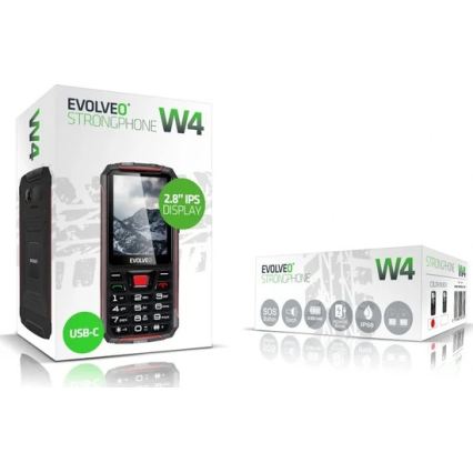 Evolveo - StrongPhone W4 vedenkestävä Dual-SIM-puhelin musta/punainen