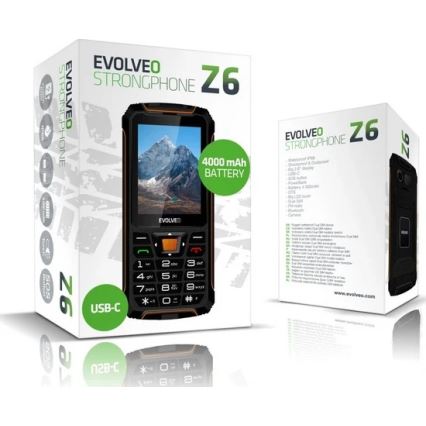 Evolveo - StrongPhone Z6 vesitiivinen Dual-SIM-puhelin, musta/oranssi