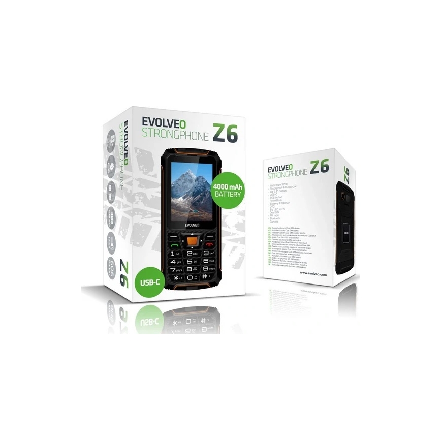 Evolveo - StrongPhone Z6 vesitiivinen Dual-SIM-puhelin, musta/oranssi