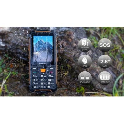 Evolveo - StrongPhone Z6 vesitiivinen Dual-SIM-puhelin, musta/oranssi