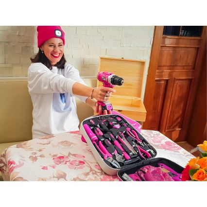 Extol - Akkukäyttöinen poraruuvinväännin 1300 mAh 12V vaaleanpunainen