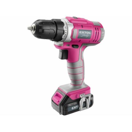 Extol - Akkukäyttöinen poraruuvinväännin 1300 mAh 12V vaaleanpunainen