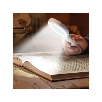Extol - himmennettävä ladattava suurennuslasi LED-valaistuksella/650 mAh valkoinen/harmaa
