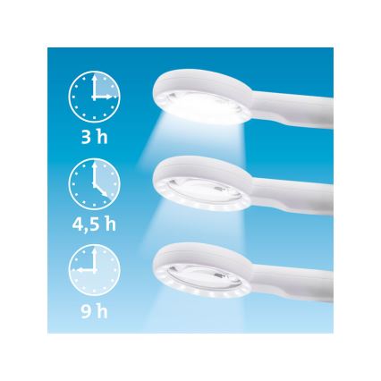 Extol - himmennettävä ladattava suurennuslasi LED-valaistuksella/650 mAh valkoinen/harmaa