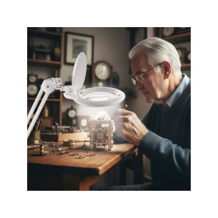 Extol - Himmennettävä LED-pöytävalaisin suurennuslasilla LED/10W/230V valkoinen