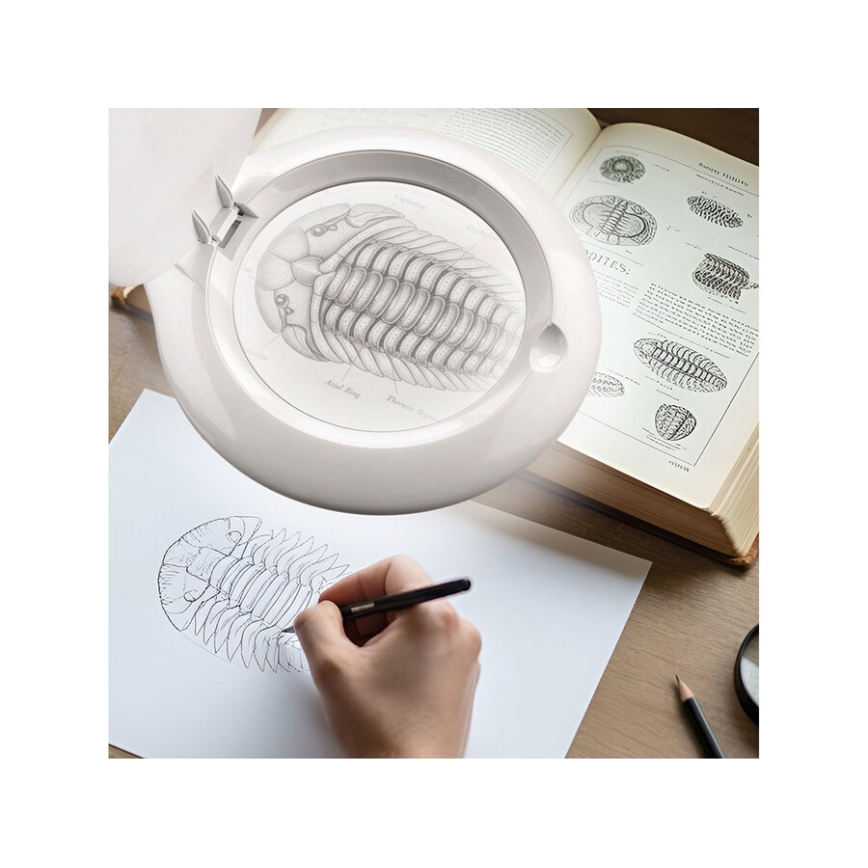 Extol - Himmennettävä LED-pöytävalaisin suurennuslasilla LED/10W/230V valkoinen