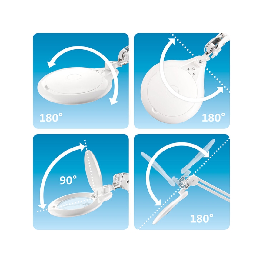 Extol - Himmennettävä LED-pöytävalaisin suurennuslasilla LED/10W/230V valkoinen