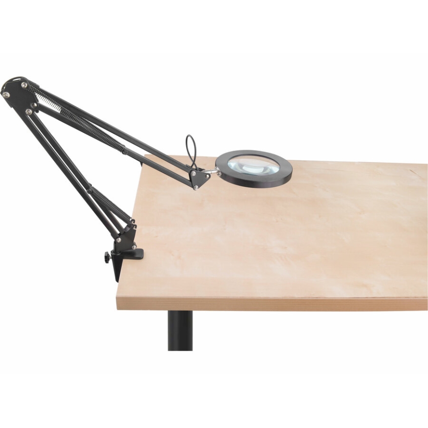 Extol - Himmennettävä LED-pöytävalaisin suurennuslasilla LED/8W/5V 2900/4500/7500K musta