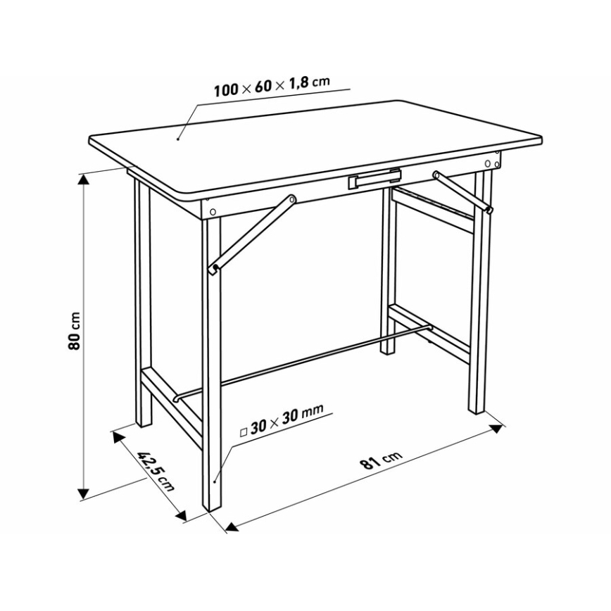Extol - Kokoontaitettava työpöytä 100x60 cm ruskea/musta