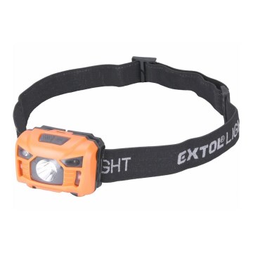 Extol - ladattava LED-otsalamppu anturilla ja punaisella valolla LED/3W/1200 mAh/3,7V oranssi/musta