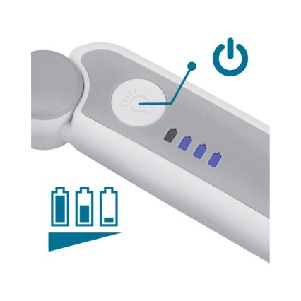 Extol - himmennettävä, ladattava ja taitettava suurennuslasi LED-valaistuksella, 650 mAh, valkoinen/harmaa