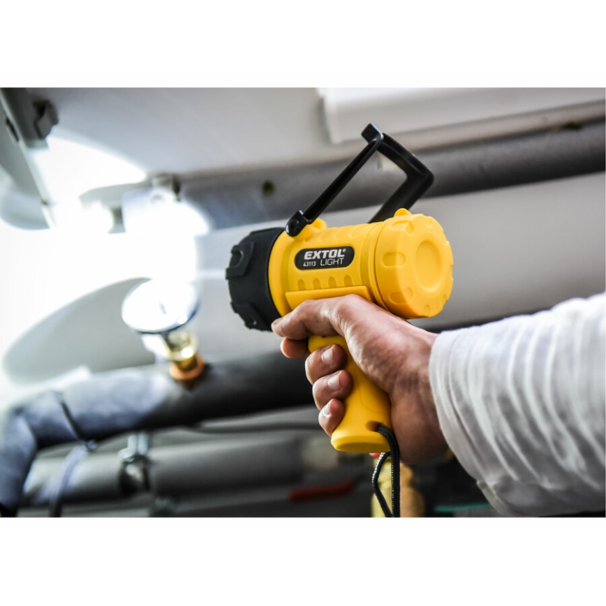 Extol - LED-taskulamppu LED/5W/4xAA IP67 keltainen/musta