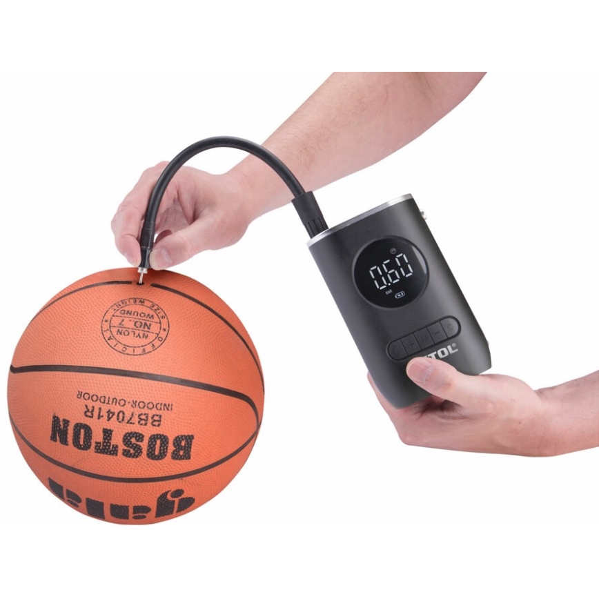 Extol Premium - Digitaalinen taskukompressori 4000 mAh 7,4V musta