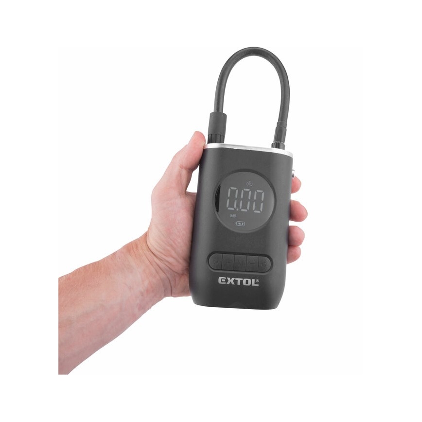 Extol Premium - Digitaalinen taskukompressori 4000 mAh 7,4V musta