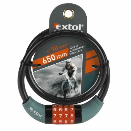 Extol Premium - Pyörän lukko 10x650 mm ja nelinumeroisella koodilla