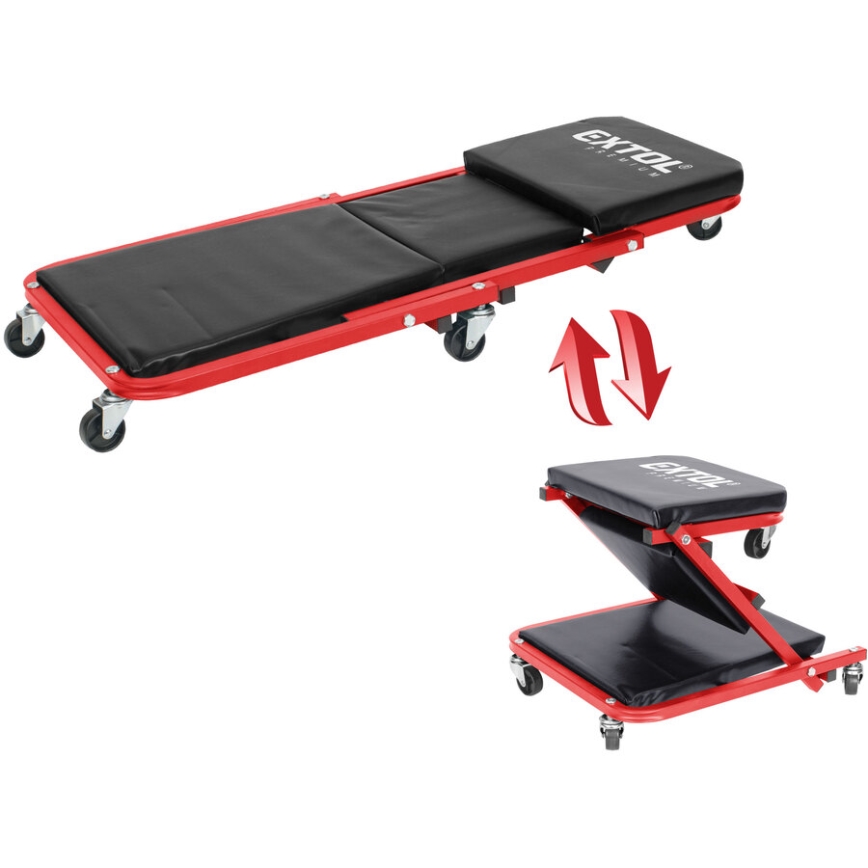 Extol Premium - Siirrettävä asentajan makuuvaunu/istuin 2-in-1