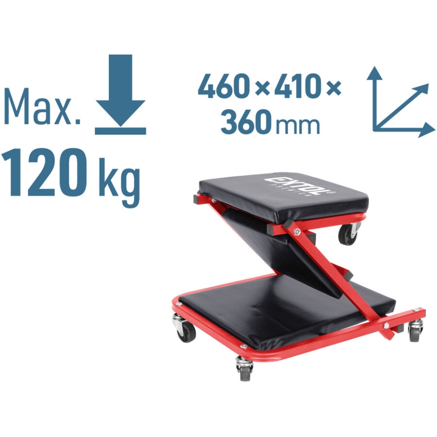 Extol Premium - Siirrettävä asentajan makuuvaunu/istuin 2-in-1