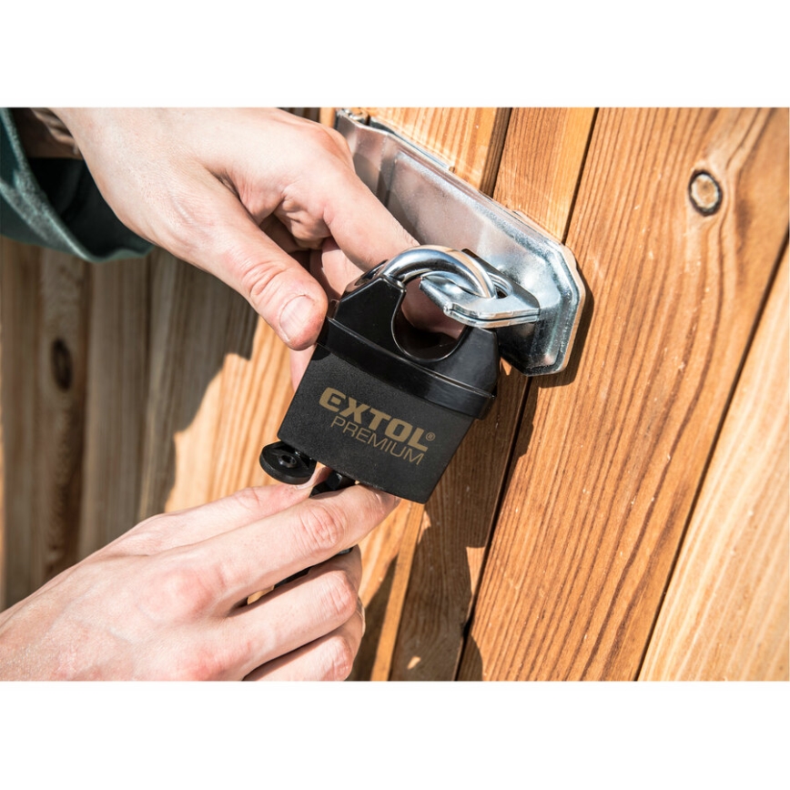 Extol Premium - Vedenpitävä riippulukko 50 mm musta