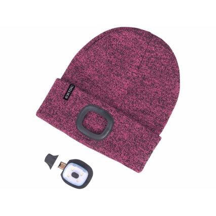 Extol - USB-ladattava otsavalollinen pipo, 300 mAh akku, violetti, koko UNI