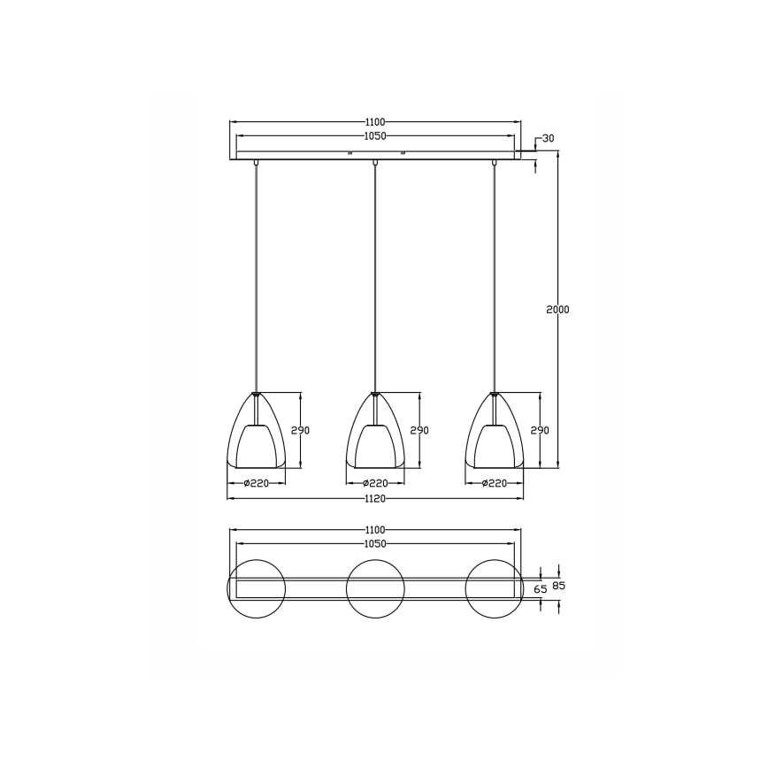 Fabas Luce 3673-48-125 - Kattokruunu johdossa BRITTON 3xE27/40W/230V kulta