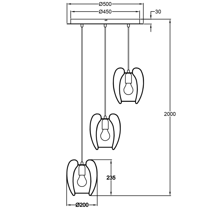 Fabas Luce 3677-47-102 - Kattokruunu johdossa CAMP 3xE27/40W/230V valkoinen