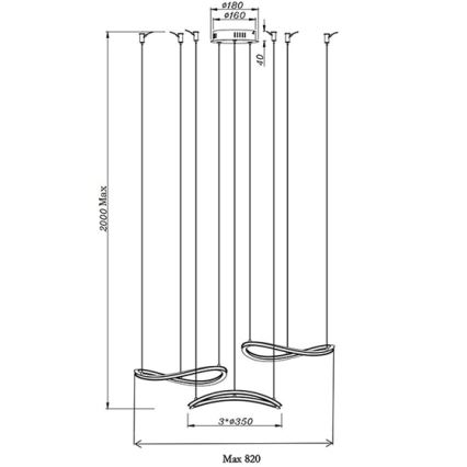 Fabas Luce 3711-47-102 - LED-kattokruunu johdossa TIRRENO LED/50W/230V